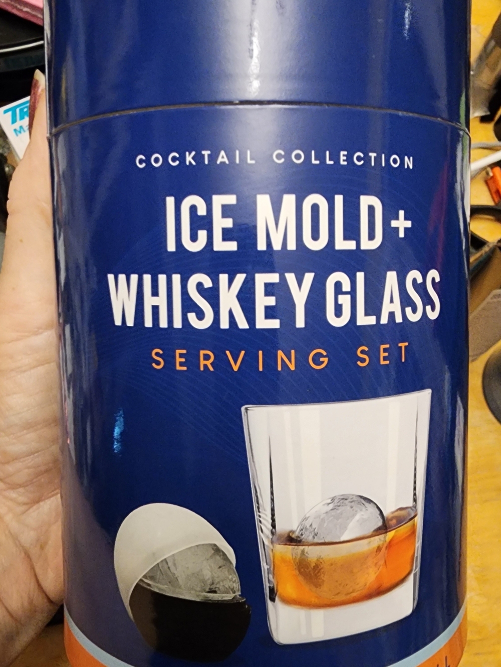 Cocktail Collection Ice Mold + Whiskey Glass Serving Set - Blue